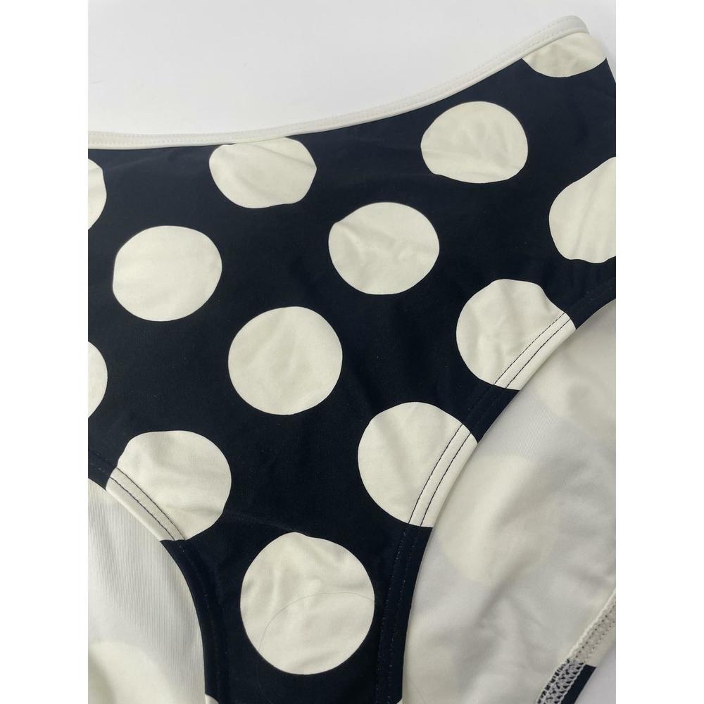Kate Spade Women's Black/White High Waist Bikini Bottom Dots Size L - Picture 4 of 4
